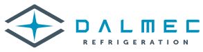 Logo for DALMEC Refrigeration. The design includes a blue geometric diamond shape with a star-like symbol inside, positioned to the left of the company name written in modern blue font. REFRIGERATION appears in smaller grey letters below.