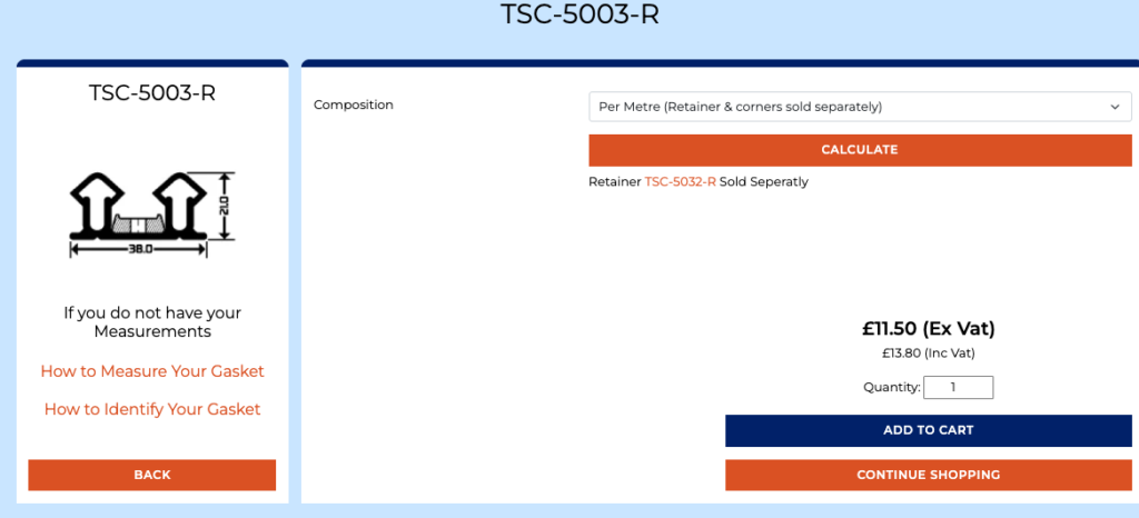 A screenshot of The Seal Company website product page