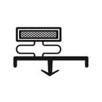 Black icon on white showing a 3D printer nozzle extruding filament in waves above a surface, with a downward arrow suggesting layered manufacturing—depicts the H&K International E90265 Door Gasket Seal.